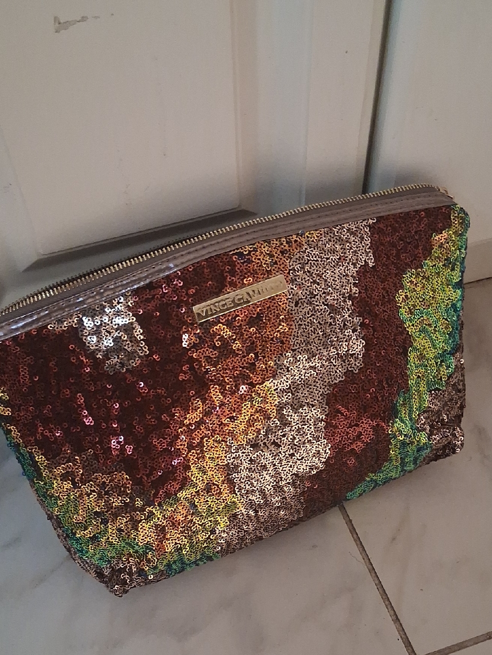 Vince Camuto Multicolor Sequin Cosmetic Pouch